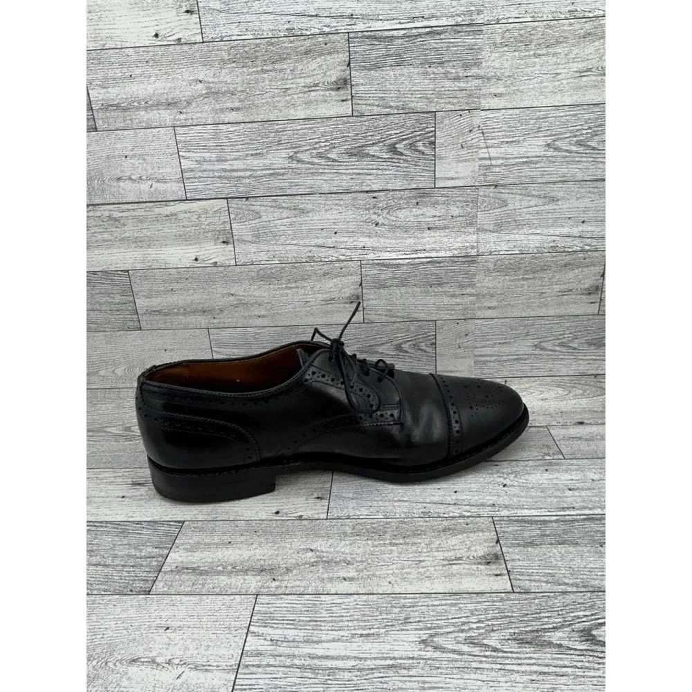 Allen Edmonds Sanford Black‎ Leather Cap Toe Brogue Derby Shoes Men Sz 8D 5207